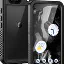 Lanhiem for Pixel 8a Case, IP68 Waterproof Dustproof, Built-in Screen Protector, Rugged Full Body Shockproof Phone Case for Google Pixel 8a, Obsidian Black