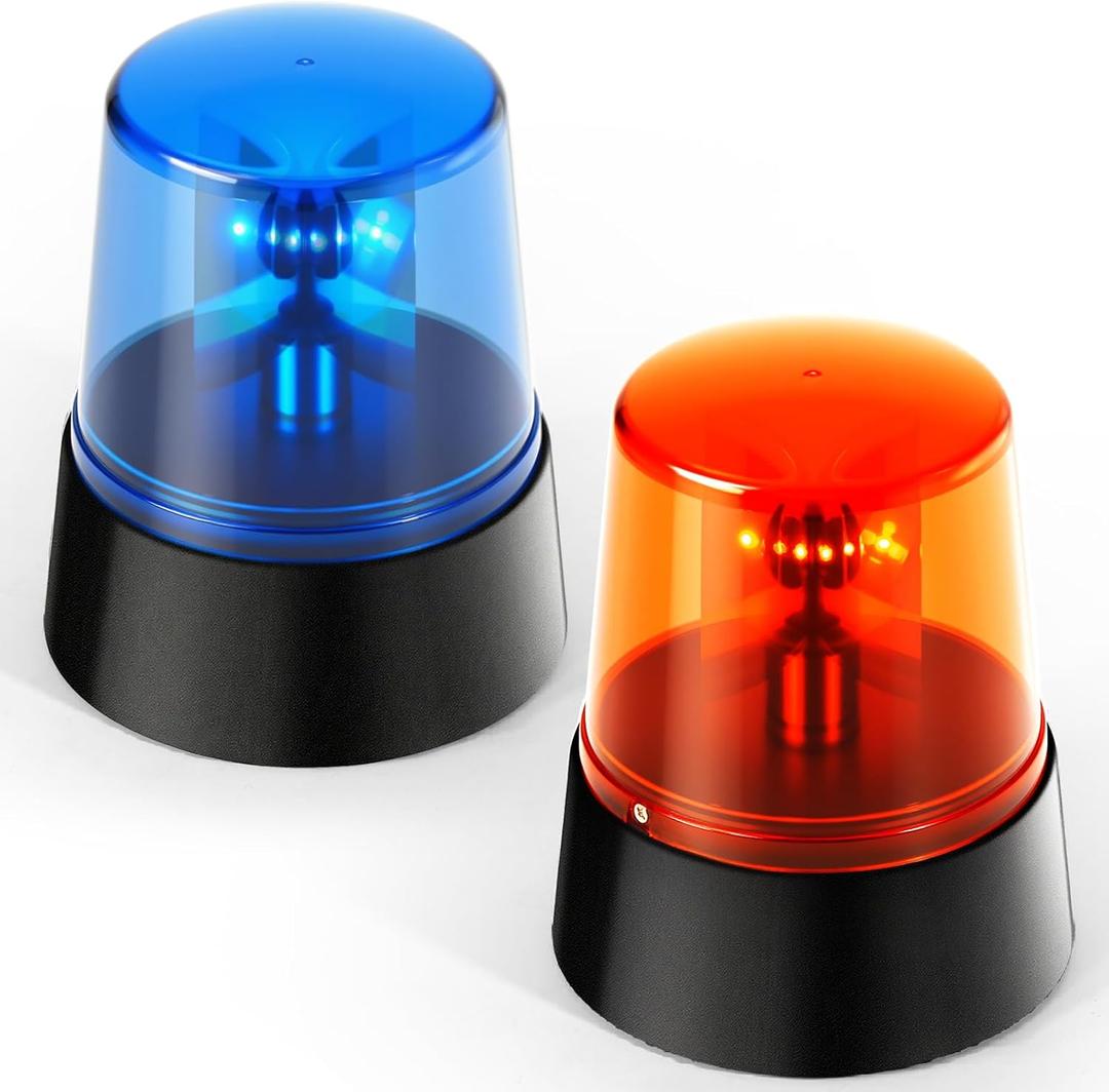 1 Set Red & Blue Rotating Strobe Light, Battery Operated 360 Degree Rotating Light, Disco Bar Party Decorative Light
