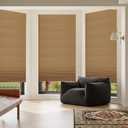 MYshade 6 Pack Temporary Blackout Paper Shades for Windows,Paper Pleated Blinds with Adhesive,No Tools No Drilling Free Cut Size Temporary Room Darkening Shades(Brown, 48" W x 72" H)