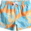 maamgic Boys Swim Trunks Stretch Quick Dry Swim Shorts Kids Bathing Suits Toddler Boy Swimsuit Swimwear (7 Years, Flower Blue)