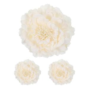 uxcell 3 Pcs Peony Flowers Hair Clip, 4.7 Inch Artificial Fabric Head Flower for Women Hair Pins Corsage DIY Crafts Clothing Wedding Birthday Party, Deep White