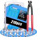 210PCS 304 Stainless Steel Single Ear Hose Clamp Assortment Kit - 12 Sizes (6-36.1mm) Stepless Adjustable Cinch Clamps with Pincer Tool for Automotive, Plumbing, Garden & Industrial Use
