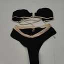 Women's 2 Piece Colorblock Ring Tie Back Criss Cross Tube Bandeau Bikini Triangle Set High Cut Swimsuit Bathing Suit Black Medium, M