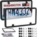 2 Pcs License Plate Frames Covers, License Plate Protector Car License Plates Holder Front Rear Protector with Screw Caps Kit