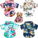 Weewooday 4 Pieces Small Pet Summer T-Shirts Hawaii Style Floral Pet Dog Shirt Breathable Cool Clothes Beach Seaside Puppy Sweatshirt for Puppy(Floral Style,Large)