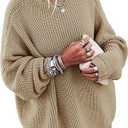 Ugerlov Women's Oversized Sweaters Batwing Sleeve Mock Neck Jumper Tops Chunky Knit Pullover Sweater, Size S/M