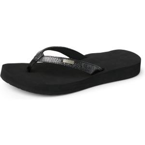 REEF Womens Sandals Star Cushion | Fashion Flip Flops for Women (Black) Size 8