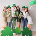 Jetec 3 Pcs 18-27'' St. Patrick's Day Green Shamrocks Stand up Cardboard Cutout Life Size St. Patrick's Day Irish Theme Party Decorations Backdrop Photo Prop Shamrock Gold Pot Coin Stand up Cutout