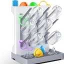 Baby Bottle Drying Rack: Vertical Space Saving Large Bottles Holder - Standing Boon Dryer Rack Baby Accessory - Countertop Holds Up to 12 Bottles & Pump Part Cleaning & Cup (Blue) (Gray)