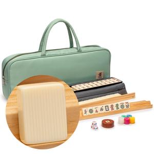 YMI American Mahjong Set "Ivory Ridge" 166 Medium Tiles, Mint Green Case