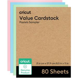 Cricut Value Cardstock, Pastels Sampler - 8.5 in x 11 in (80 ct)