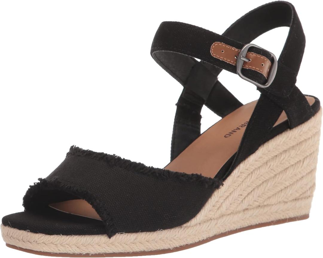 Lucky Brand Women's Mindra Espadrille Wedge Sandal (8, Black)