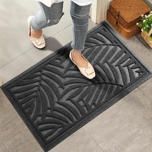 HIYARD Front Door Mat, Absorbent Resist Dirt Welcome Door Mat Indoor Outdoor, Waterproof Doormat, Sturdy Non Slip Backing, Fade Resistant, Low Profile Entry Mat for Entryway, 36×24, Grey