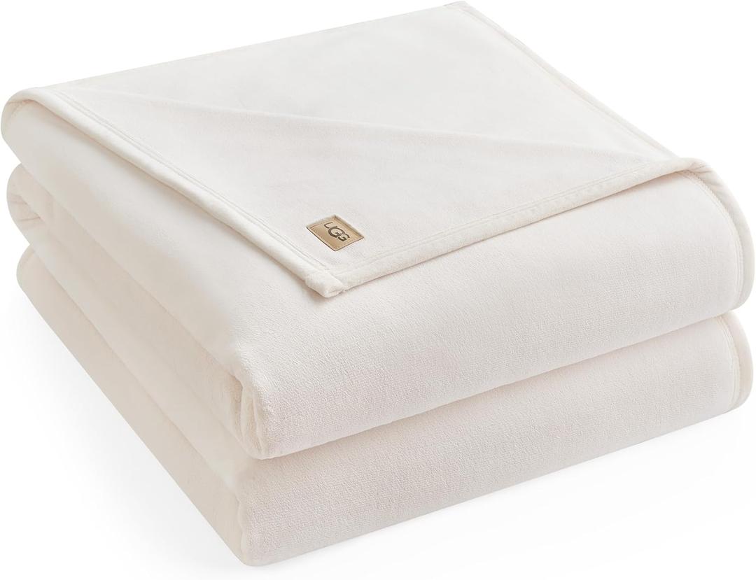 UGG Coco Queen Fleece Blanket for Bed Luxury Room Decor, Plush & Warm Queen Blanket for Bed, Gifts for Teens and Women, 90" x 92", White Snow