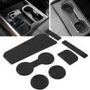Auovo Center Console Mats Compatible with Chevy Silverado 1500 Backet Seat & Sierra 1500 2022 2023 2024 2025 Automotive Interior Decor Cup Holder Inserts(7pcs/Set, Black)