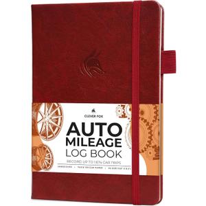 Clever Fox Auto Mileage Log Book Vehicle Logbook with Mileage, Expense, Gas Consumption & Lubrication Trackers Driving Logger for Car Records A5 Size, 1,674 Mileage Entries (Red)
