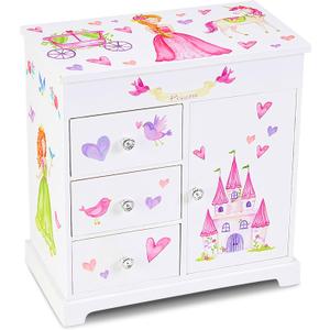 Jewelkeeper Jewelry Box for Girls with 3 Drawers - Musical Princess Jewelry Box with Spinning Doll and Dance of The Sugar Plum Fairy Tune - Appreciated Gifts for Kids - 9.5 x 7.75 x 9.5 Inches (White)