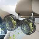 Car Fan for Backseat, Dual Head USB Vehicle Seat Fans, 3 Speeds Strong Wind 360 Rotatable Auto Rear Headrest Fan for Car, Air Circulation Automotive Fans with Adjustable Clip for All Models (Green)