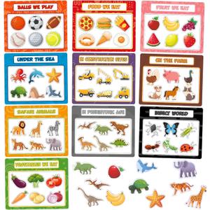 Magnetic Sorting Toys,10Pcs Refrigerator Magnets for Kids, Animals Food Car Magnetic Category Recognition for Kids Learning Fine Motor Skills Boys Girls