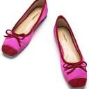 C.Paravano Women's Flats with Bowknot | Casual Slip On Dress Shoes | Comfortable Square Toe Shoes | Women Ballet Flats for Wedding Work Office Business (Hotpink, 38)