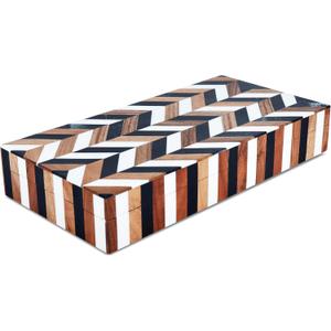 Handicrafts Home Large Decorative Storage Box with Lid Wooden Decorative Box Large Storage Box for Living Room, Mental Decor– Natural Wood Resin Inlay Marquet Cosmo Collection- 12x6x2