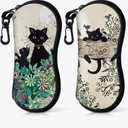 2 Pack Sunglasses Case, Neoprene Zipper Eyeglass Case, Soft Glass Travel Pouch with Clip for Women Men