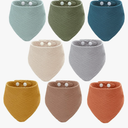 Funtery 8 Pieces Adult Drool Bibs Absorbent Large Drool Bandana Soft Drooling Snap Bibs Gifts for Christmas Special Needs Men Women, 8 Colors, 24.8 x 18.9 Inch