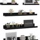 Giftgarden 24 Inch Wall Mounted Floating Shelves Set of 5, Black Wood Wall Shelves for Bathroom, Bedroom, Kitchen, Living Room Storage, Wooden Picture Ledge