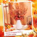 6 Pcs 19.6" Artificial Thanksgiving Pumpkin Picks Autumn Harvest Floral Pumpkin Stems Fall Table Centerpieces for Thanksgiving Wedding Home Table Vase Decor(Eucalyptus)