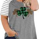 Plus Size St. Patrick's Day T-Shirt Women Cute Gnomes Shamrock Printed Shirt Tops Short Sleeve Casual Graphic Tees