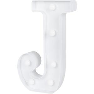 Restaurantware Illumify 6.9 x 1.2 x 8.7 Inch Light Up Letter 1 Durable Marquee LED Light - Letter J Touchproof White Plastic Party Light Keyhole Slot For Parties Weddings Or Special Events