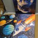 Pormipone Space Wall Art 3 Panel Canvas 16x24 inch Rocket Astronaut Planet, Size: 24"L x 16"W
