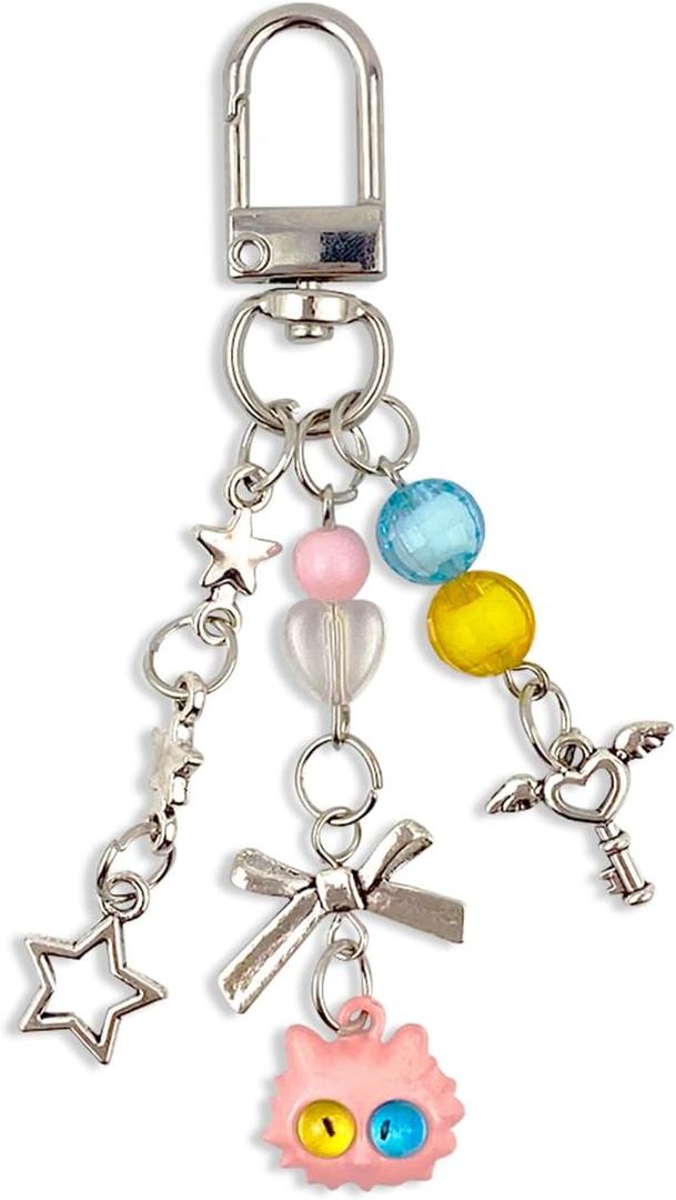 2 x Cute Keychains Aesthetic Y2K Star Strawberry Keychains Charms for Women Purse Bag