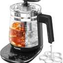 Glass Electric Kettle with Tea Infuser  1.5L Stainless Steel, 1200W Rapid Boil, Temp & Programmable Control for Teas/Coffee  Black