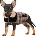 Winter Coat for Small Dogs, Puppy Plaid Jacket, Dog Jacket for Cold Weather, Windproof Warm Garments, Pets Thickened Outfits Indoor Outdoor, Beige S