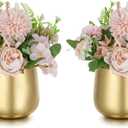 NUPTIO Small Gold Vases for Centerpieces: 2 Pcs 3.94 inch Flower Trumpet Vase Vintage Compote Vase Metal Urn Planter Plant Pots Flowers Bowls Pedestal for Wedding Party Table Centerpiece Decorations