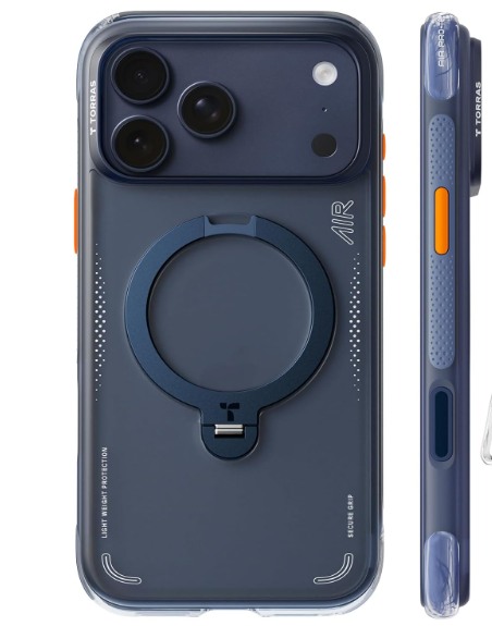 TORRAS Ostand Q3 Air for iPhone 17 Pro Case 6.3'' with Stronger Magnetic Stand, Fit for Magsafe, Airbags Miltary Protection, Camera Control for iPhone 17 Pro Case, Shockproof & Stylish, Midnight Blue