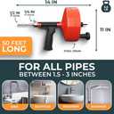 MEISTERFAKTUR drain snake 2.0 [50 FT] - with drill attachment - Ideal plumbing snake for sink and drain unblocking - Solid drain auger for real DYIs! (50 FT - 1/4 inch)