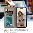Wallet Case for iPhone 15 Pro Max,[RFID Blocking] 3 Card Holder Stand with Credit Card Slot PU Leather Magnetic Protective Flip Cover for iPhone 15 Pro Max (Grey)