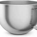 6 Quart Stainless Steel Mixer Bowl, Compatible with KitchenAid Series 5.5-6 QT Lift Stand Mixer, Suitable for KV25, KP26, KB26, Dishwasher Safe, Ergonomic Handle, Heavy Duty, No Residue