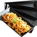 LAUCHUH Serving Platters, 10 Porcelain Serving Tray Sushi Plates Rectangular Platters for Christmas, Thanksgiving, Sushi, Dessert Cake, Appetizers, Meat, Set of 4, Black