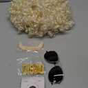 Topcosplay 5pcs Set Blonde 70s 80s Disco Wig for Men Women Afro Wig Rock Party Outfit Short Curly Wigs Halloween Costume Accessories