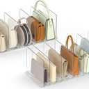 Bag & Purse Organizer for Closet: Adjustable Clear Handbag Storage Shelf - Plastic Clutch Dividers for Closet Organizers and Storage - Keep Carteras & Pocketbook Upright (2-Pack)