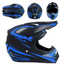 LASFRE Dirt Bike Helmet Motocross ATV Motorcycle Full Face Off-Road E Bike Helmet DOT with Goggles Gloves Mask Royal Blue Stripe L (58-59 cm) (Blue, M)