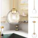 Emak Modern Gold Pendant Light Fixtures, 7 Inch Globe Pendant Lights with Clear Glass, 1 Light Hanging Lights for for Kitchen Island, Bathroom, Dining Room, Bedroom, Hallway, 2 Pack, PL119-GD-2PK