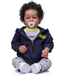 iCradle Reborn Baby Dolls Boy Black Biracial African American Realistic Newborn Baby Dolls Lifelike Ethnic Silicone Reborn Toddler Doll Toy Accessories Gift for Collection & Kids Age 3+