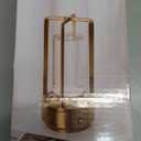 Portable Metal Table Lamp,Cordless Table Lamp, Rechargeable Battery Operated Lights, LED Table Lamps, 3 Color Stepless Dimming Touch, for Bedroom Restaurant Home Outdoor (Golden)