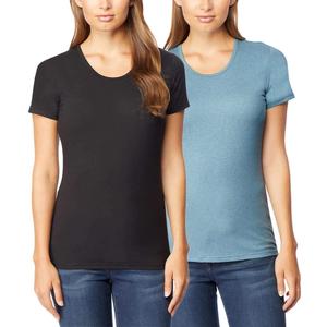 32 DEGREES Women 2 Pack Cool Scoop Neck Wicking Tee Shirt (X-Large, Dust Teal/Black)