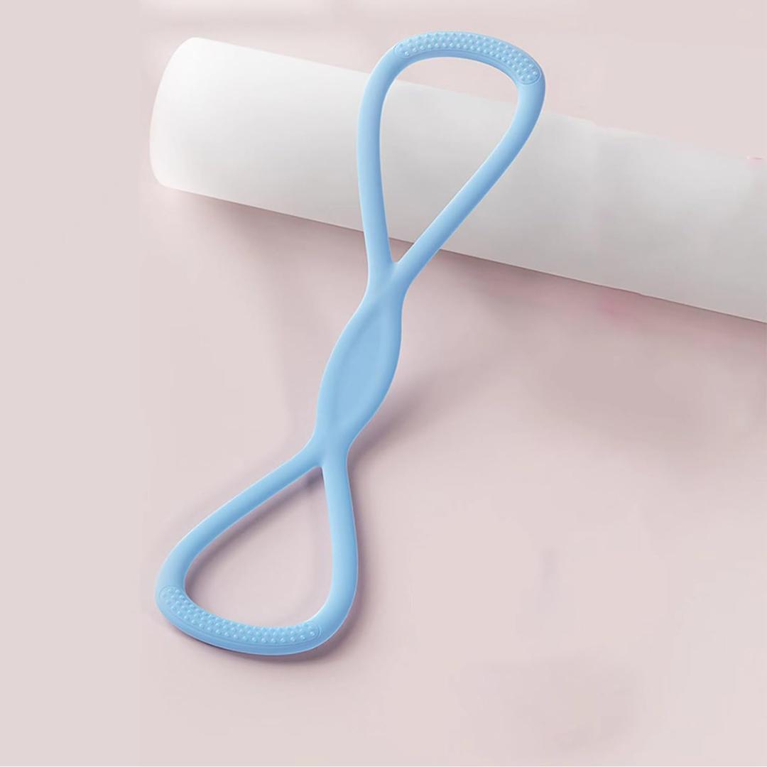 Figure 8 Resistance Bands for Women & Men  15LB Silicone Pull Rope for Shoulder, Back & Arm Workout  Non-Slip Handles, Home Gym, Yoga & Physical Therapy  Toning, Posture Correction (Blue)