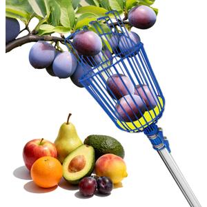 Fruit Picker Upgraded Round Claws Can Reduce Fruit Damage Lengths from 5 to 13 Feet Fruit Picker Pole with Basket Adjustable Suitable for Cherry Lemon Pear Mango Trees and More (95inch)